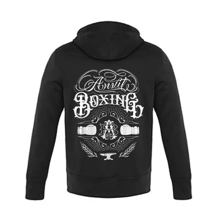 Anvil Boxing Cypress Creek full-zip hoodie in Black, back view