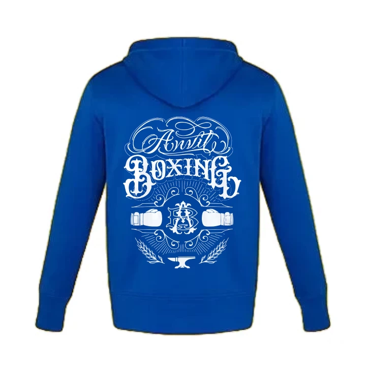 Anvil Boxing Cypress Creek full-zip hoodie in Blue, back view