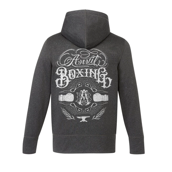 Anvil Boxing Cypress Creek full-zip hoodie in Charcoal, back view