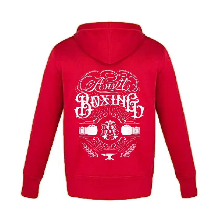 Anvil Boxing Cypress Creek full-zip hoodie in Red, back view